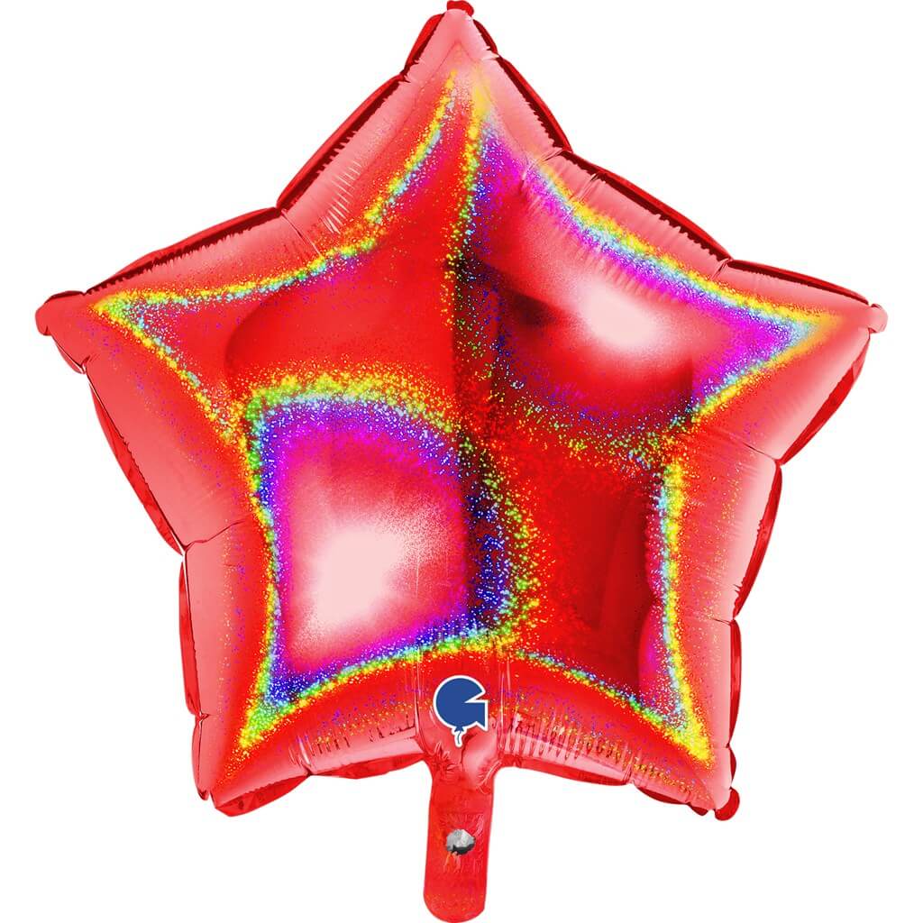 Ballon Étoile Holographique Rouge 46cm