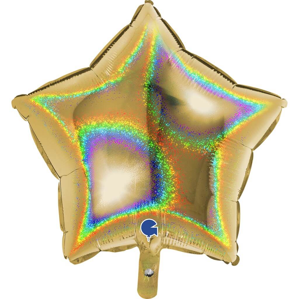 Ballon Étoile Holographique Or 46cm