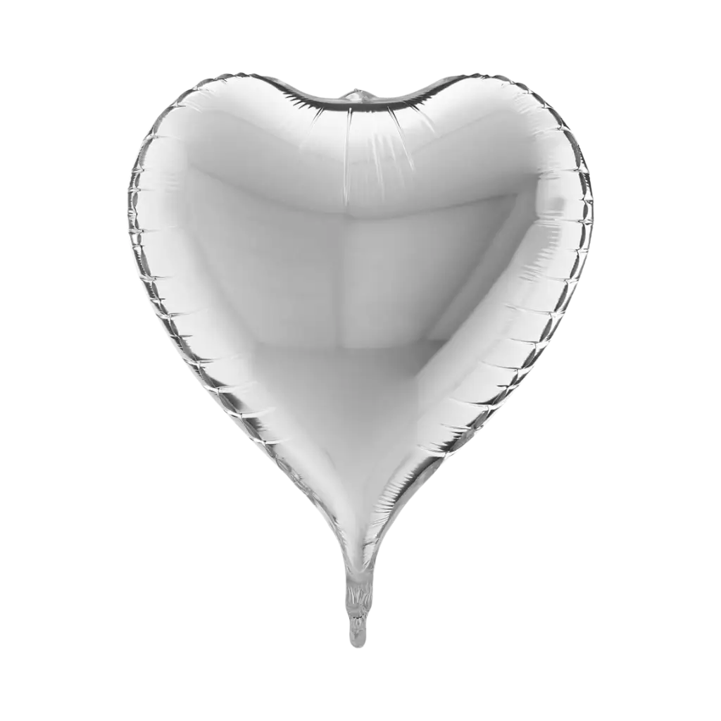 Ballon Coeur Métallique 3D Argent  58cm