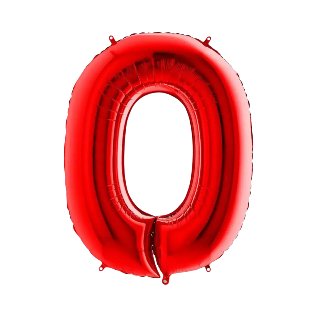 Ballon anniversaire chiffre 0 Rouge 102cm