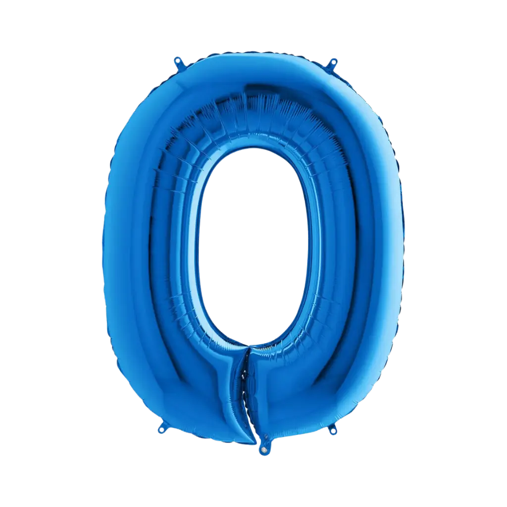 Ballon anniversaire chiffre 0 Bleu 102cm