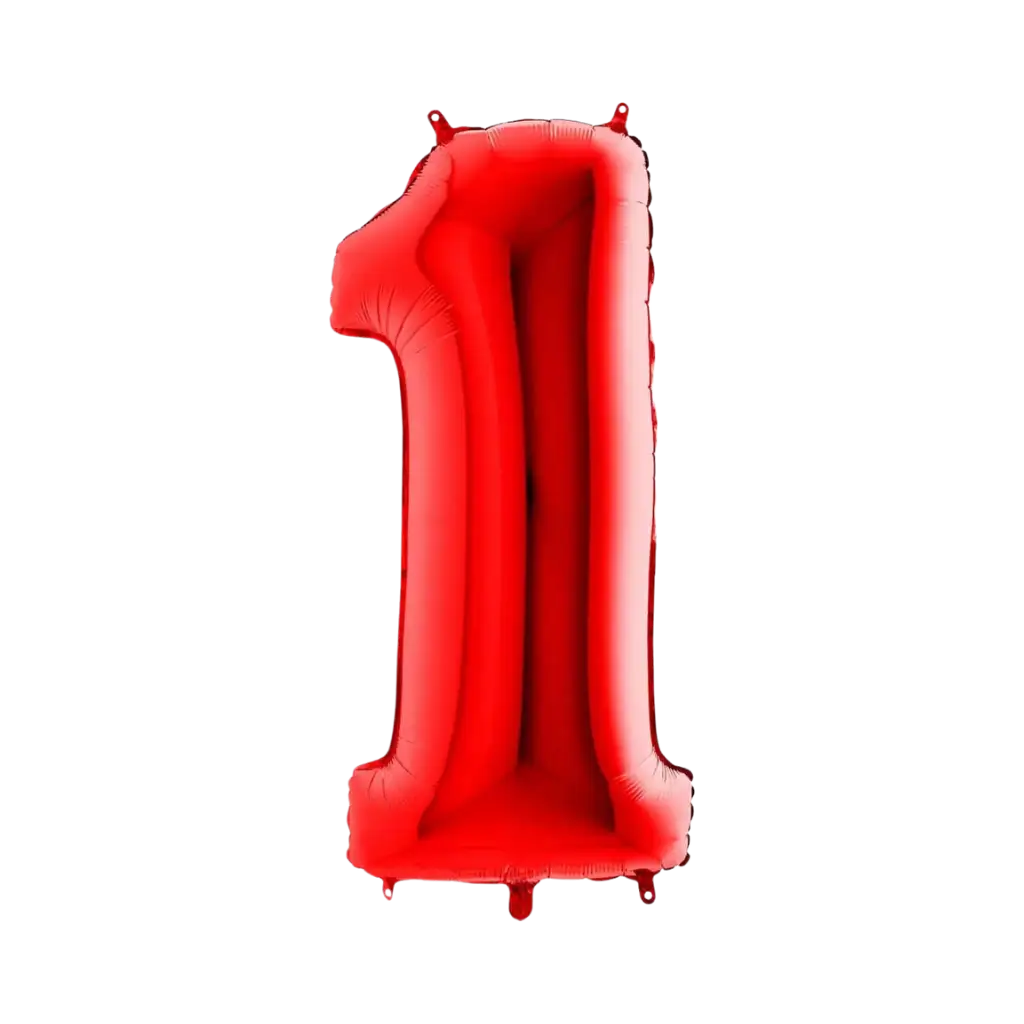 Palloncino anniversario numero 1 Rosso 102cm - Sparklers Club