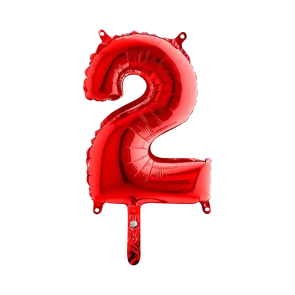 Ballon anniversaire chiffre 2 Rouge 36cm