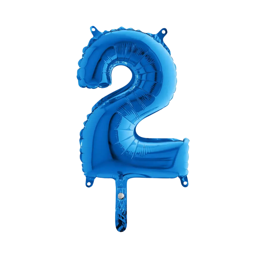 Ballon anniversaire chiffre 2 Bleu 36cm