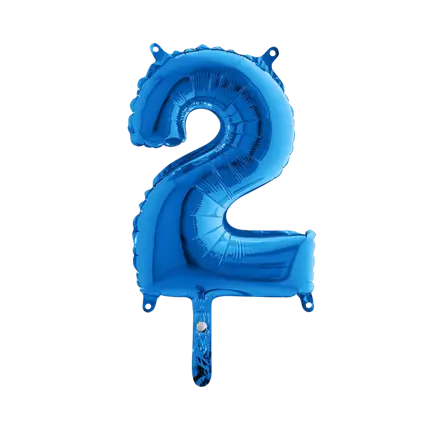 Ballon anniversaire chiffre 2 Bleu 36cm