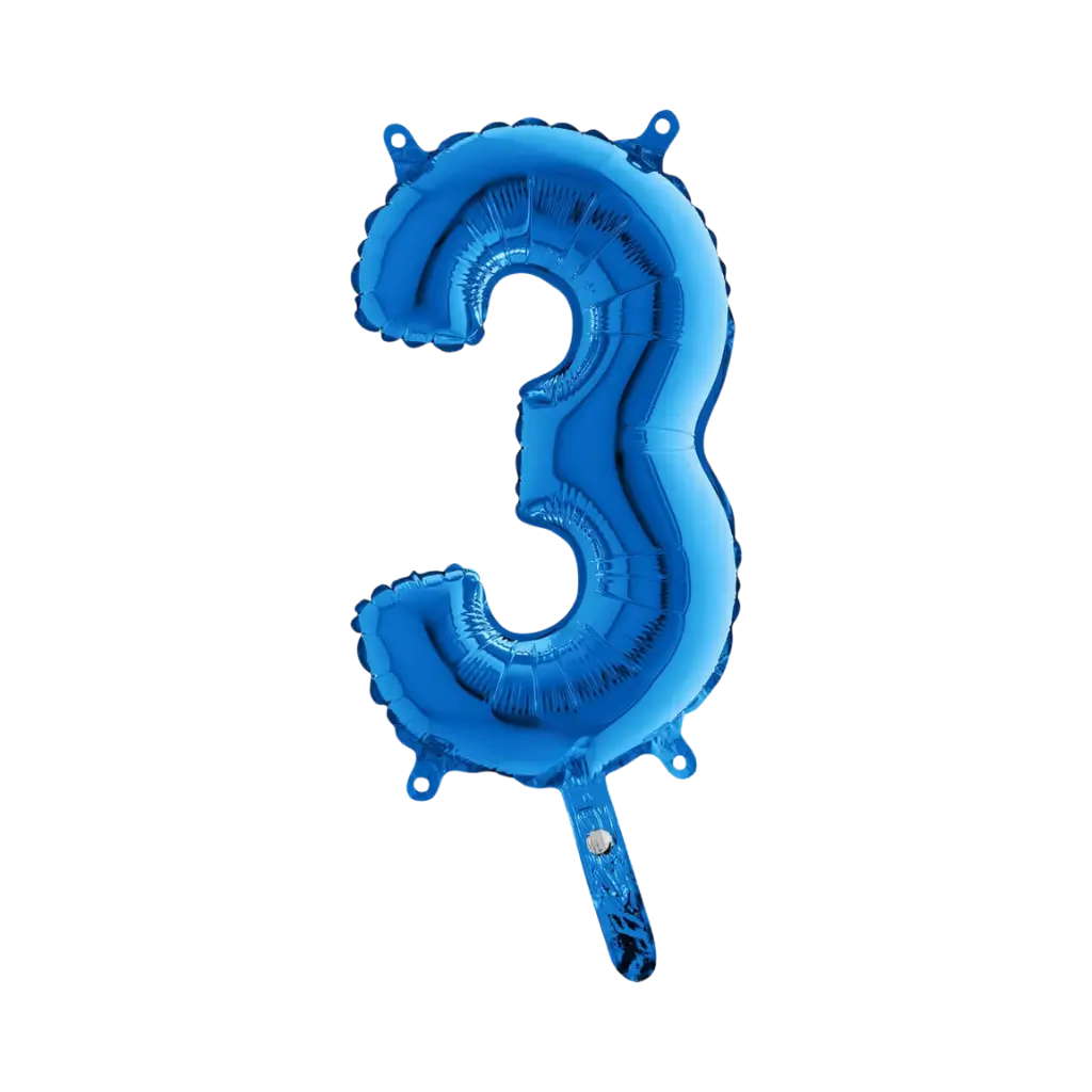 Ballon anniversaire chiffre 3 Bleu 36cm