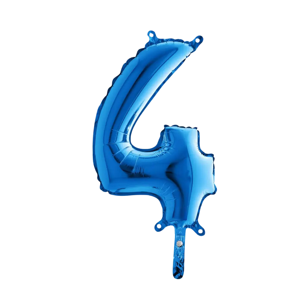 Ballon anniversaire chiffre 4 Bleu 36cm