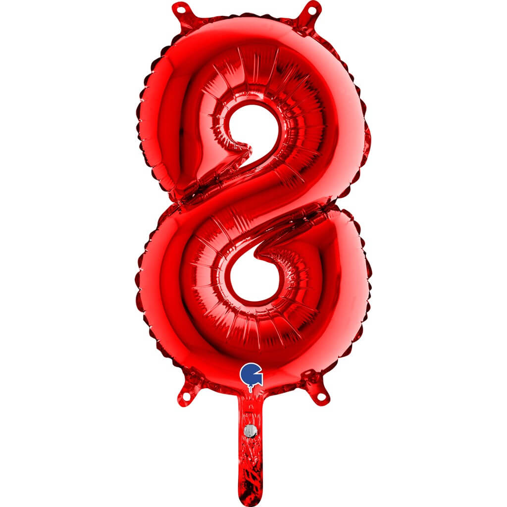 Ballon anniversaire chiffre 8 Rouge 36cm : Ballons Chiffre Rouges sur