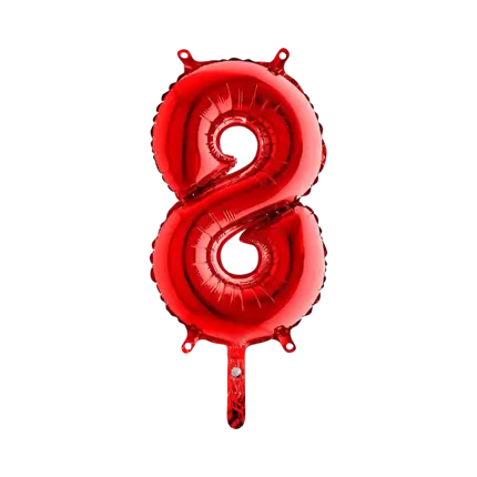 Ballon anniversaire chiffre 8 Rouge 36cm