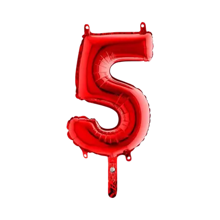 Ballon anniversaire chiffre 5 Rouge 36cm