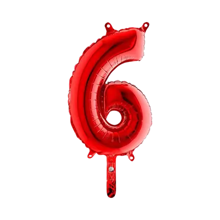 Ballon anniversaire chiffre 6 Rouge 36cm