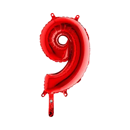 Ballon anniversaire chiffre 9 Rouge 36cm