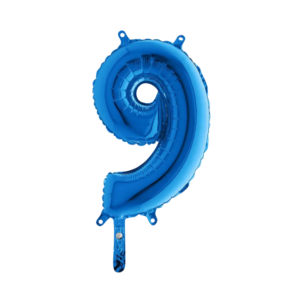 Ballon anniversaire chiffre 9 Bleu 36cm