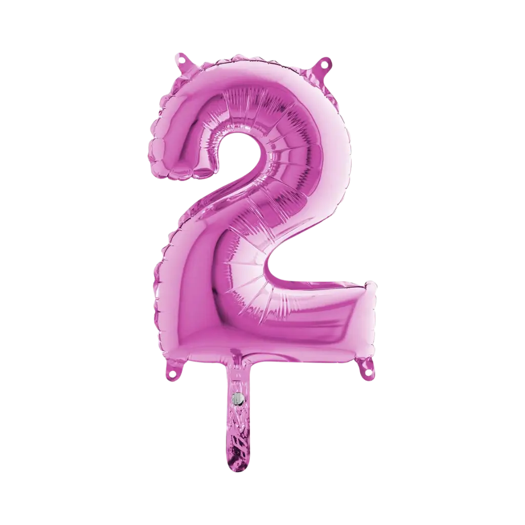 Ballon anniversaire chiffre 2 Rose 36cm