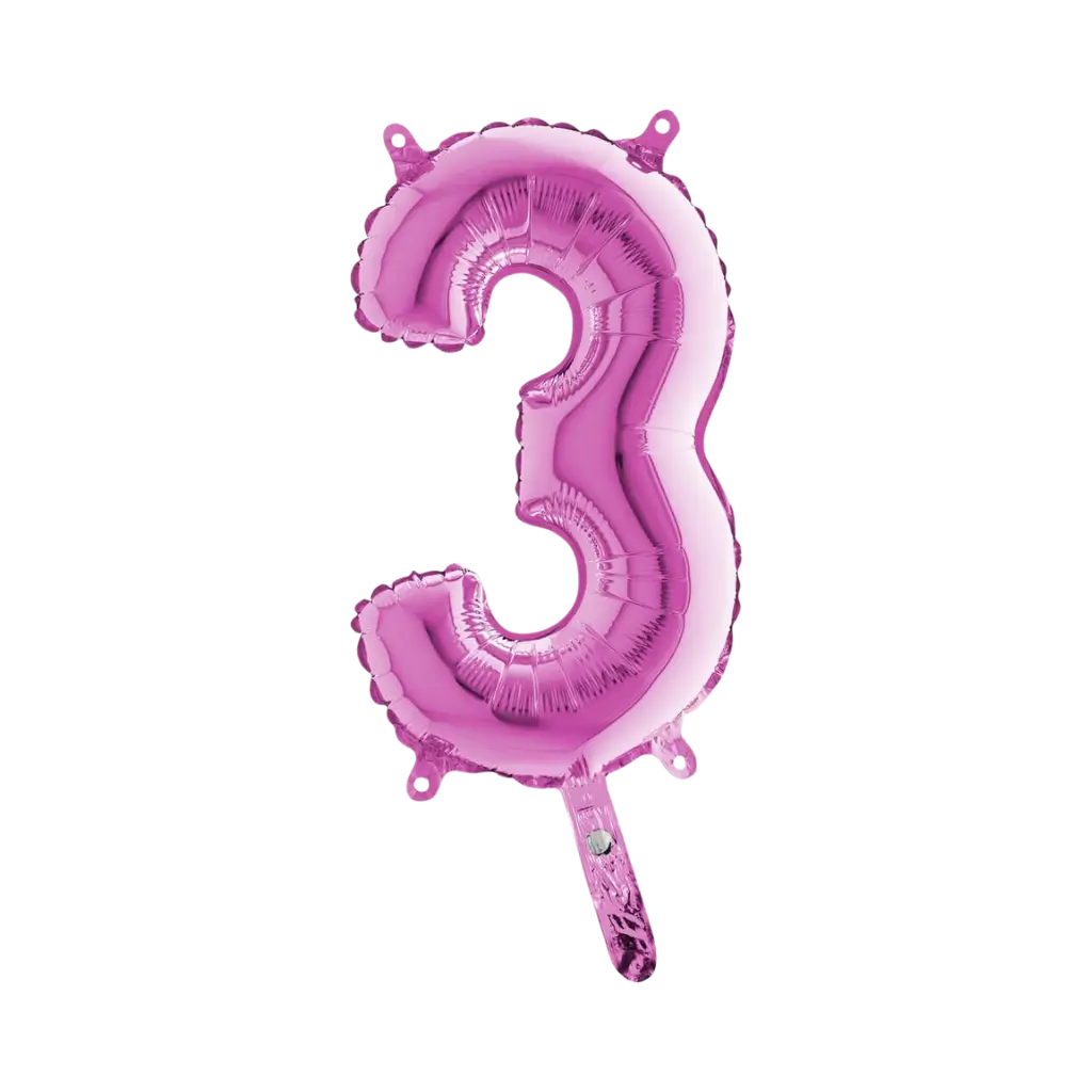 Ballon anniversaire chiffre 3 Rose 36cm