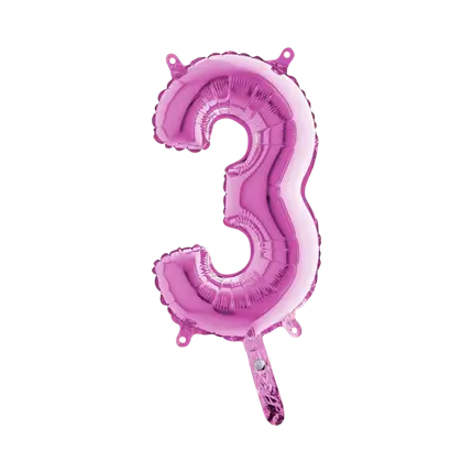 Ballon anniversaire chiffre 3 Rose 36cm