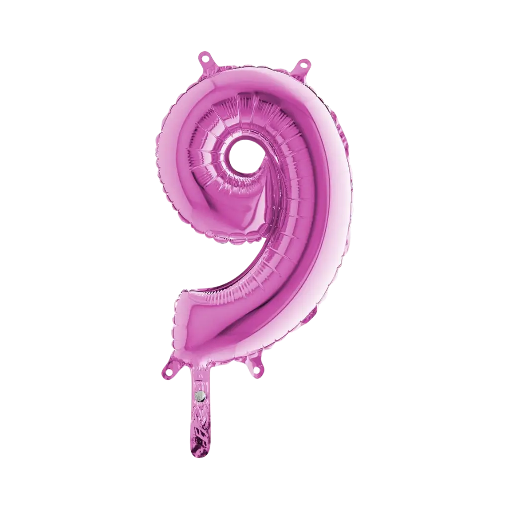 Ballon anniversaire chiffre 9 Rose 36cm