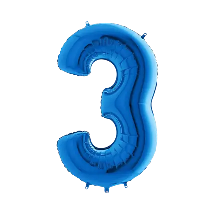 Ballon anniversaire chiffre 3 Bleu 102cm