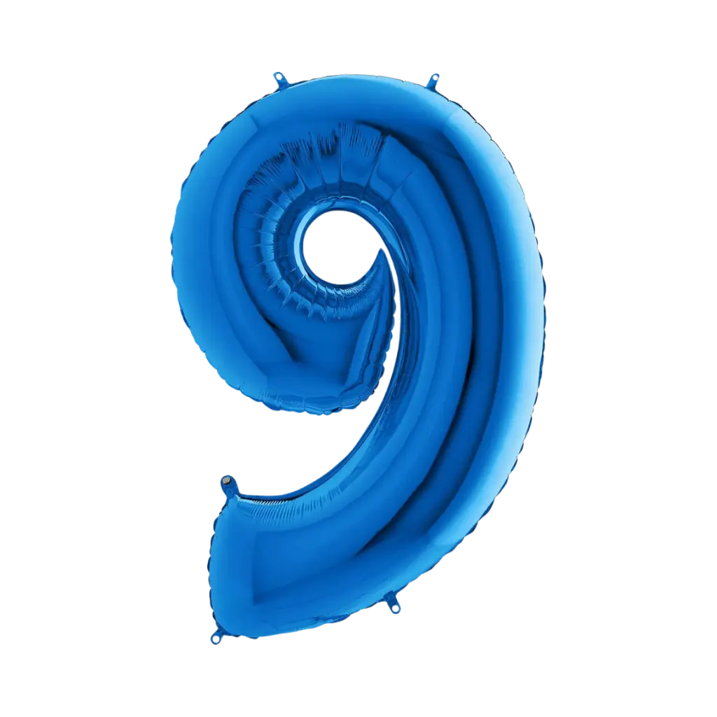 Ballon anniversaire chiffre 9 Bleu 102cm