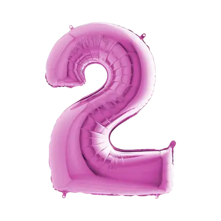 Ballon anniversaire chiffre 2 Rose 102cm