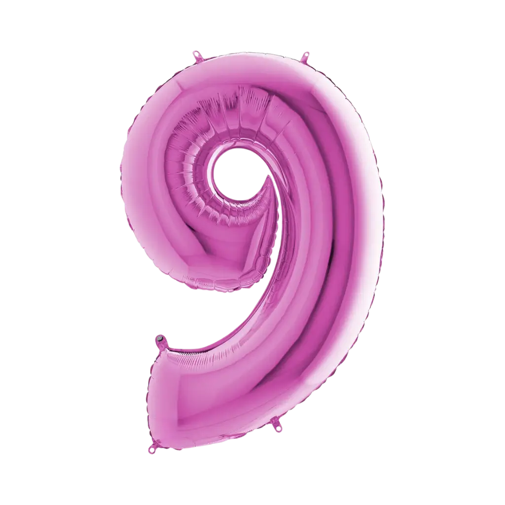 Ballon anniversaire chiffre 9 Rose 102cm