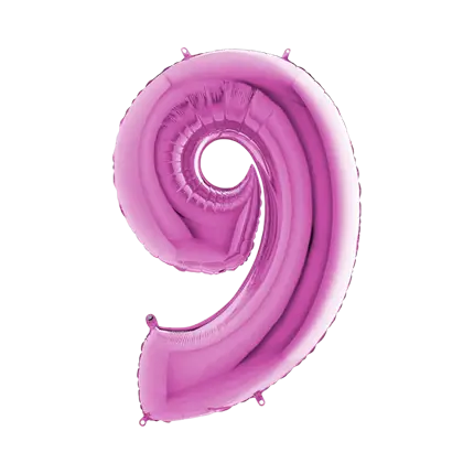 Ballon anniversaire chiffre 9 Rose 102cm