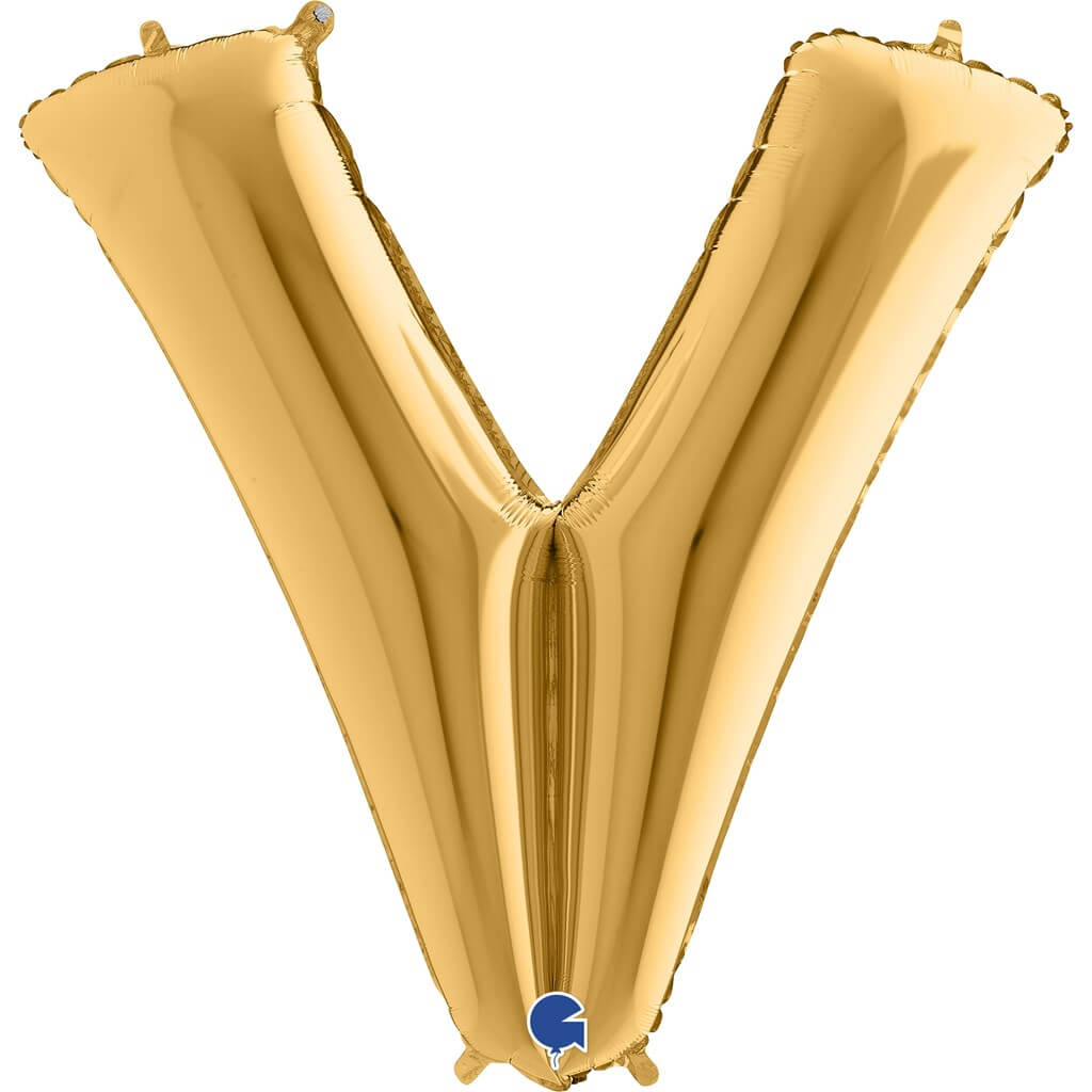 Ballon aluminium lettre V Or 102cm