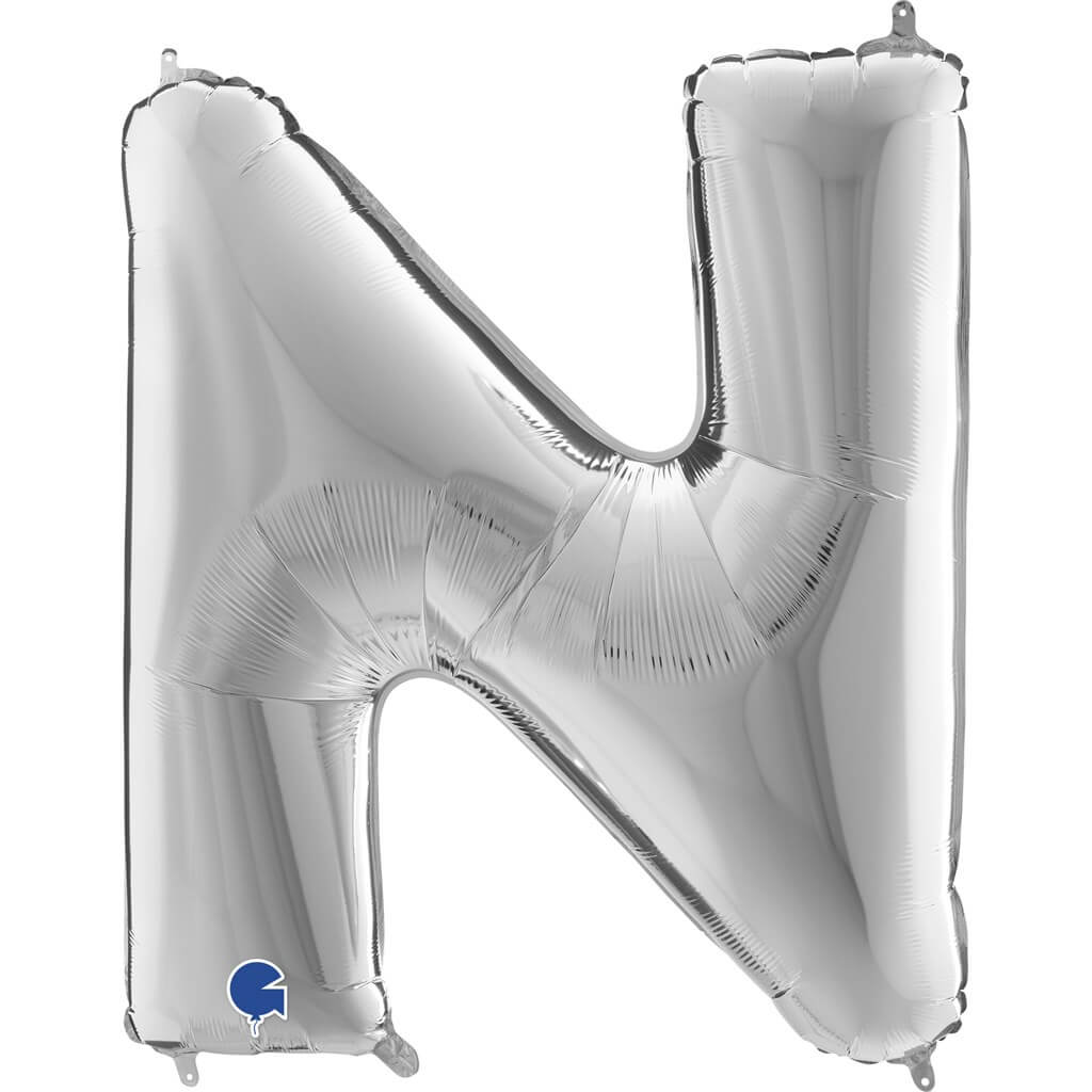 Ballon Aluminium lettre N Argent 102cm