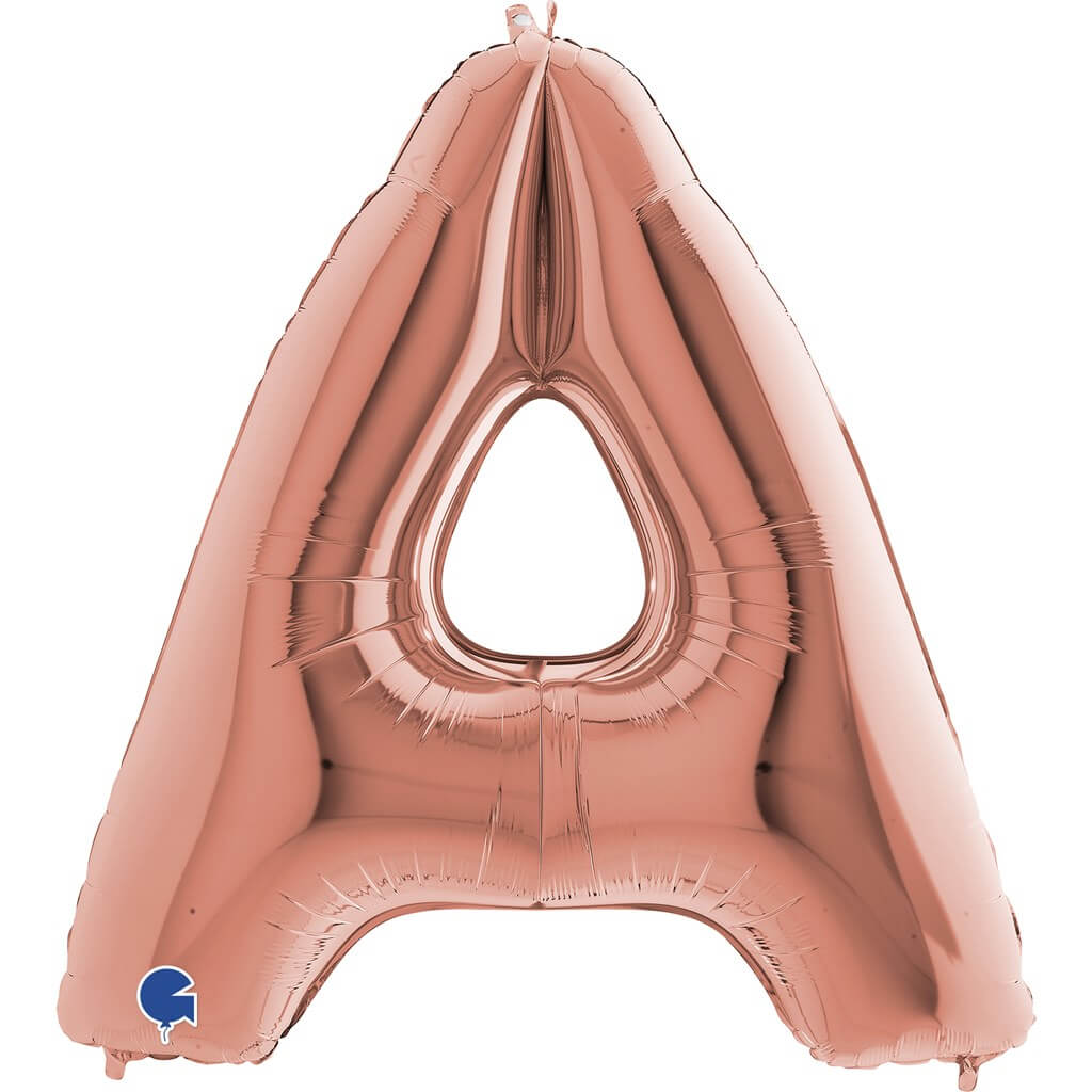 Ballon aluminium lettre A Or Rose 102cm
