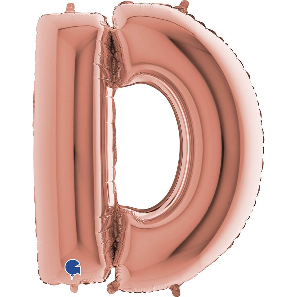 Ballon aluminium lettre D Or Rose 102cm