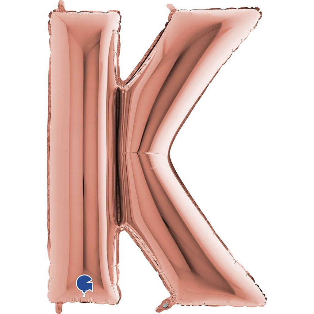 Ballon aluminium lettre K Or Rose 102cm