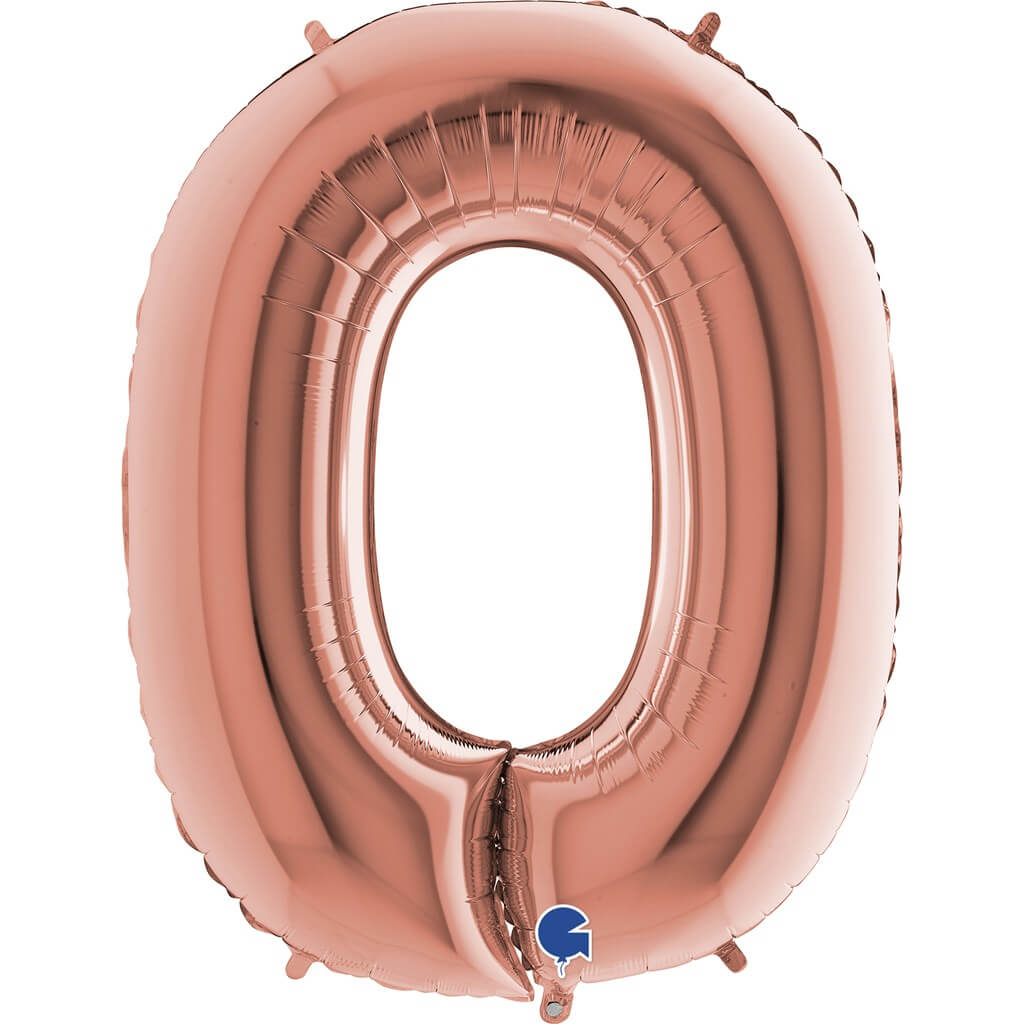 Ballon aluminium lettre O Or Rose 102cm