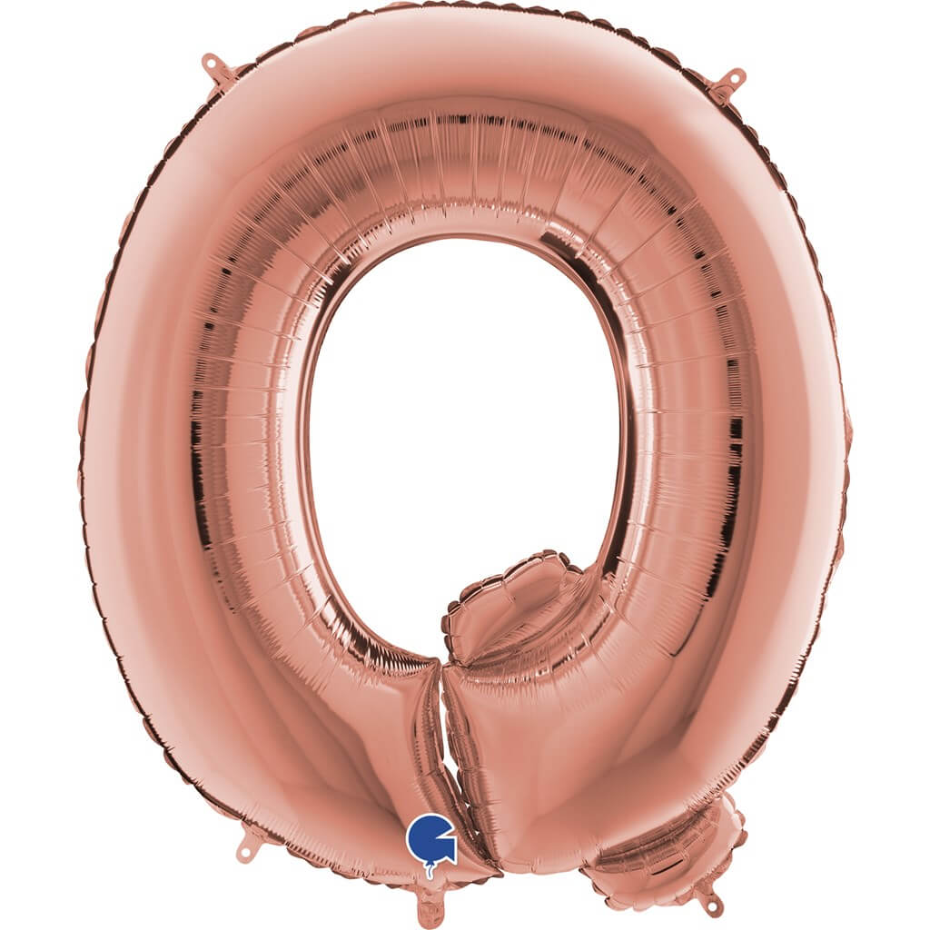 Ballon aluminium lettre Q Or Rose 102cm
