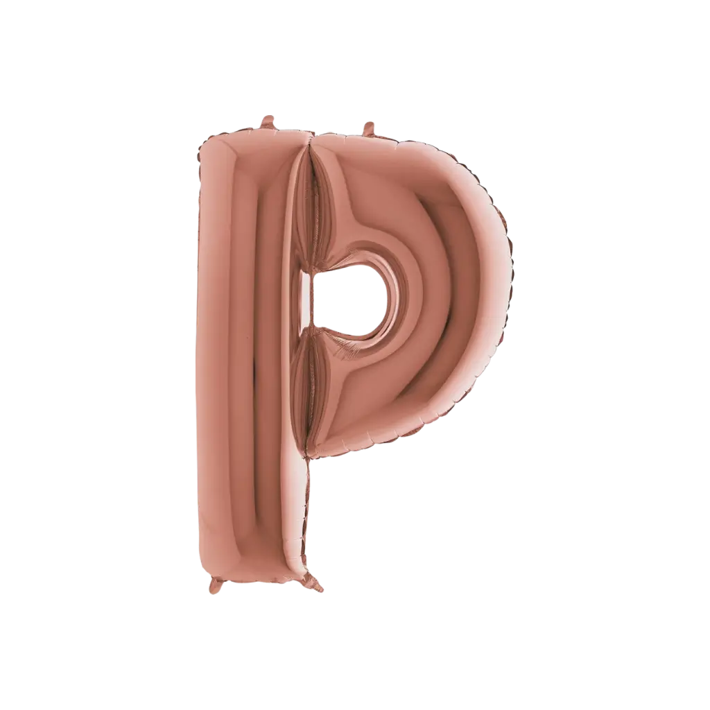 Ballon aluminium lettre P Or Rose 102cm