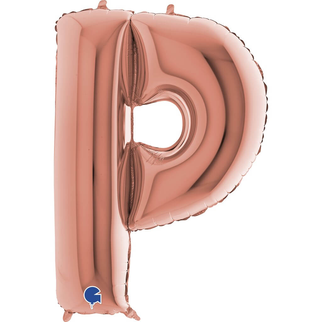 Ballon aluminium lettre P Or Rose 102cm