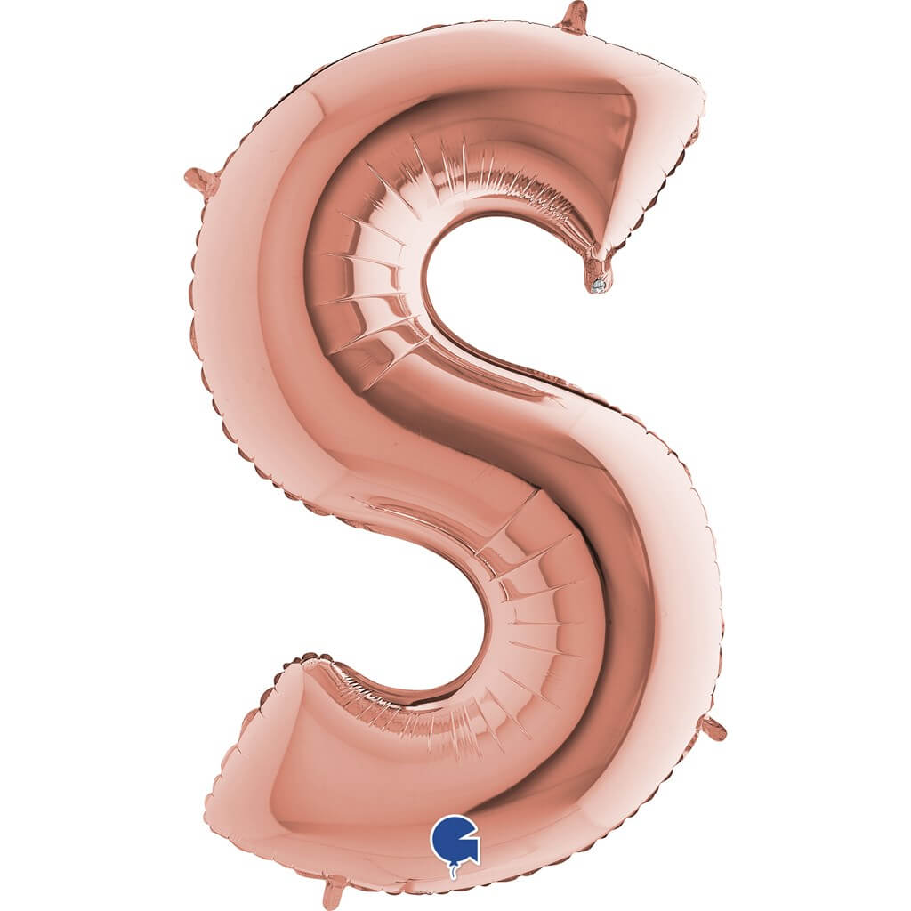 Ballon aluminium lettre S Or Rose 102cm