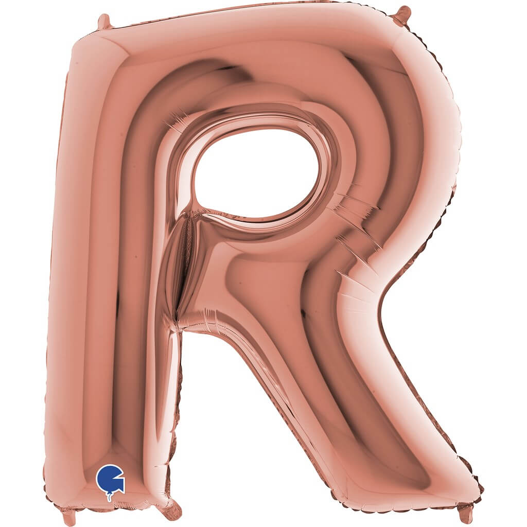Ballon aluminium lettre R Or Rose 102cm