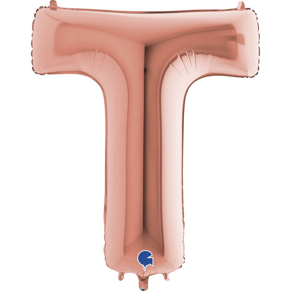 Ballon aluminium lettre T Or Rose 102cm