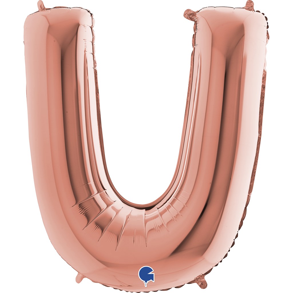 Ballon aluminium lettre U Or Rose 102cm