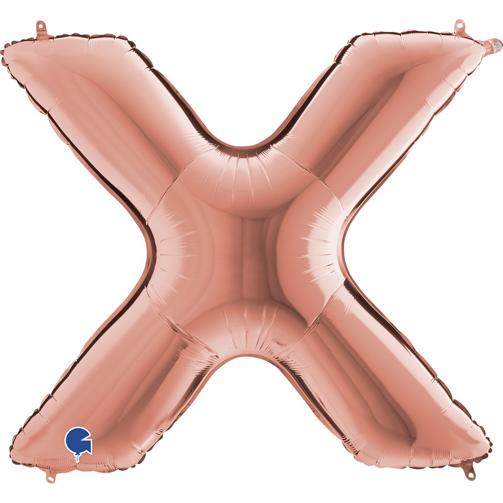 Ballon aluminium lettre X Or Rose 102cm