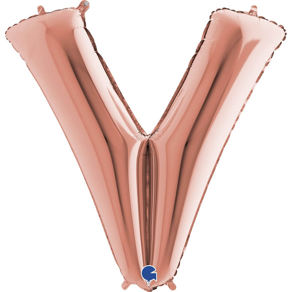 Ballon aluminium lettre V Or Rose 102cm