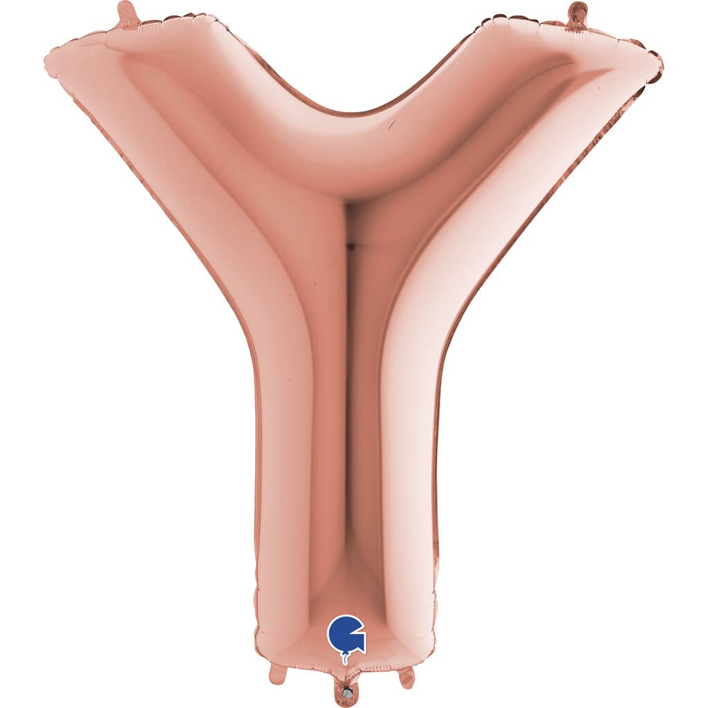 Ballon aluminium lettre Y Or Rose 102cm