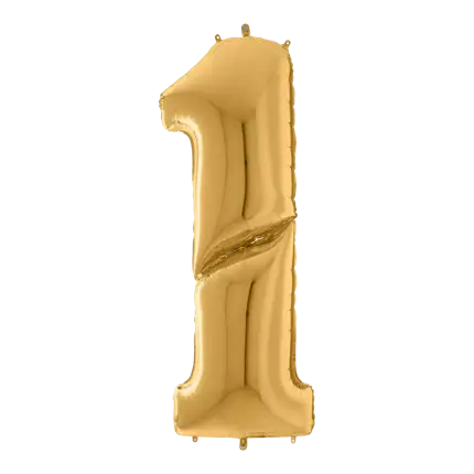Ballon anniversaire Géant chiffre 1 Or 163cm