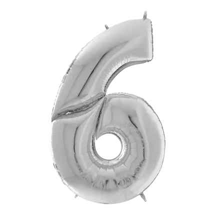 Ballon anniversaire Géant chiffre 6 Argent 163cm