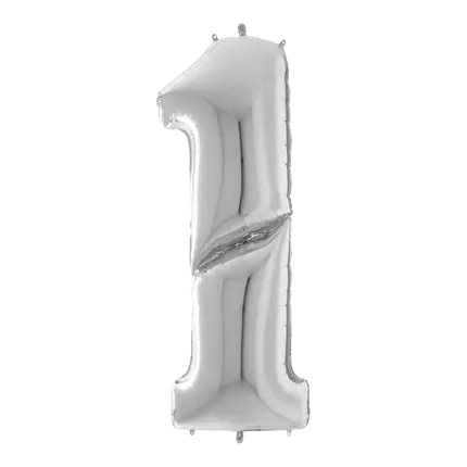 Ballon anniversaire Géant chiffre 1 Argent 163cm
