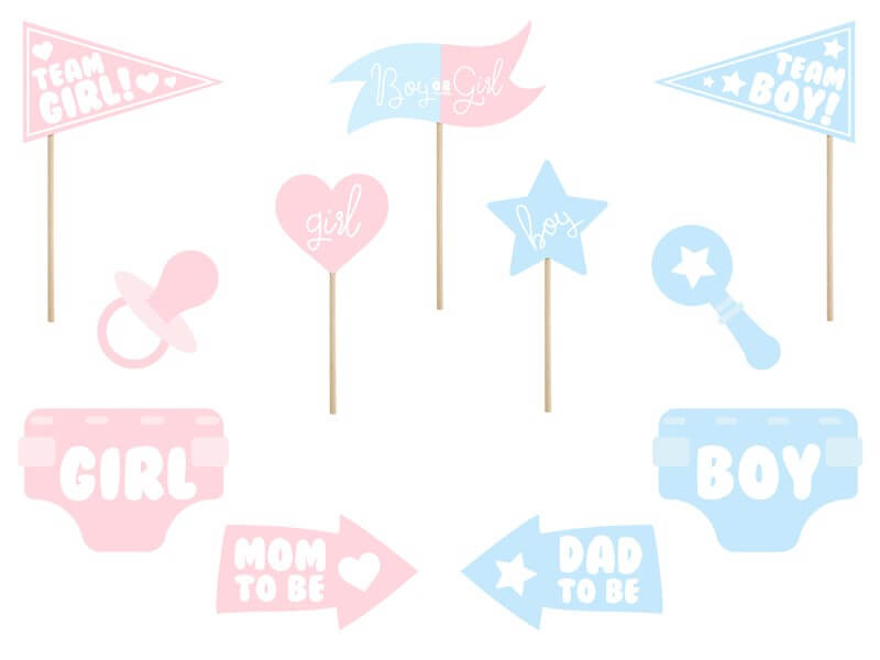Photo Props Gender Reveal Party (11 pièces) 
