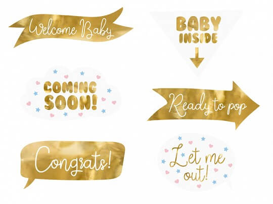 Photo Props Baby Shower Or 6 pièces 