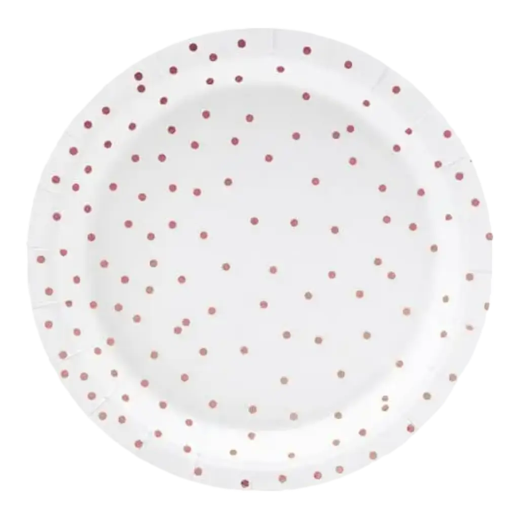 Assiette en papier blanche à pois Rose Gold (Lot de 6) 