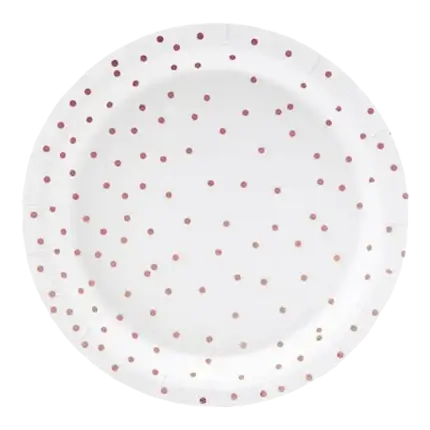 Assiette en papier blanche à pois Rose Gold (Lot de 6)