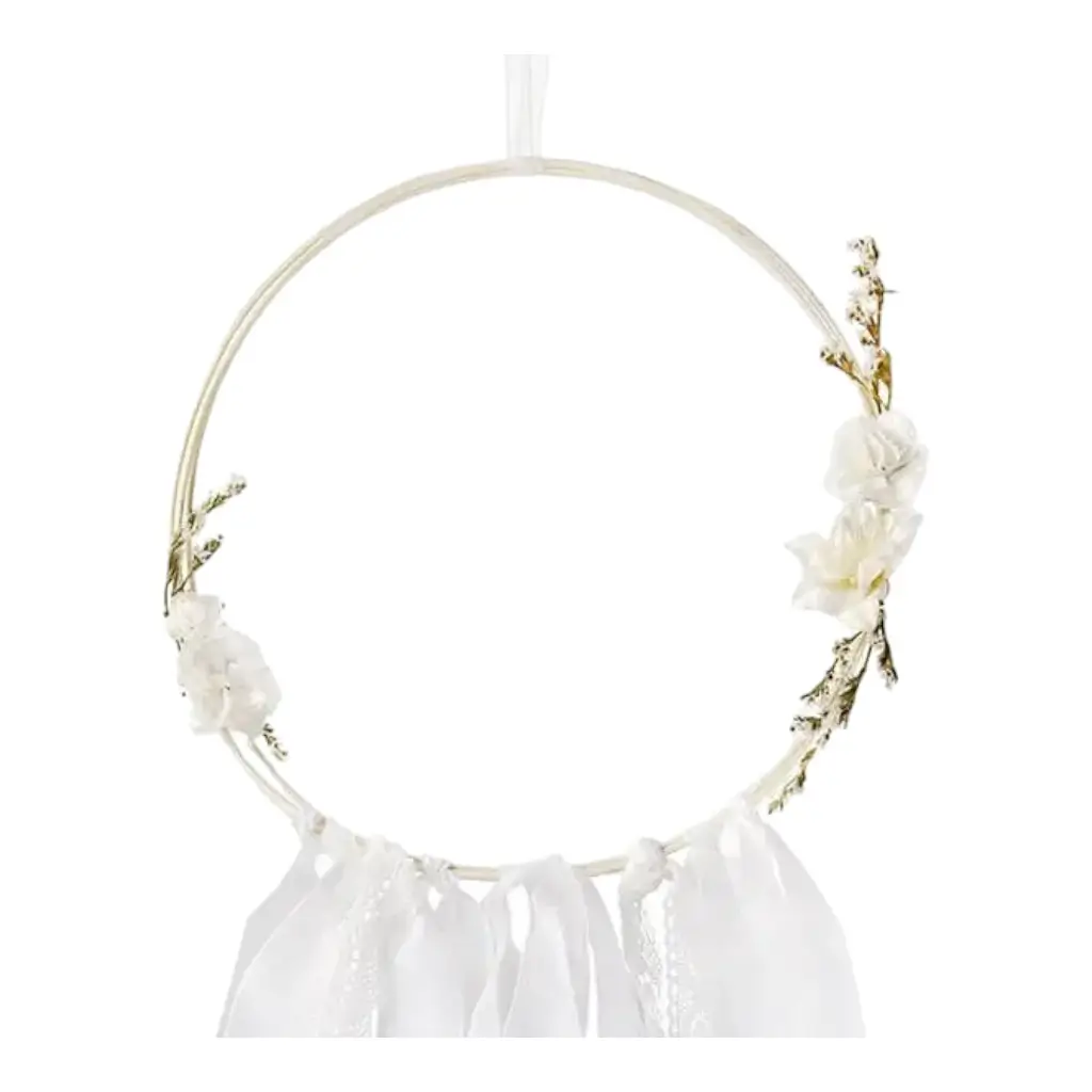 Attrape Rêve blanc avec fleurs (Lot de 3) 